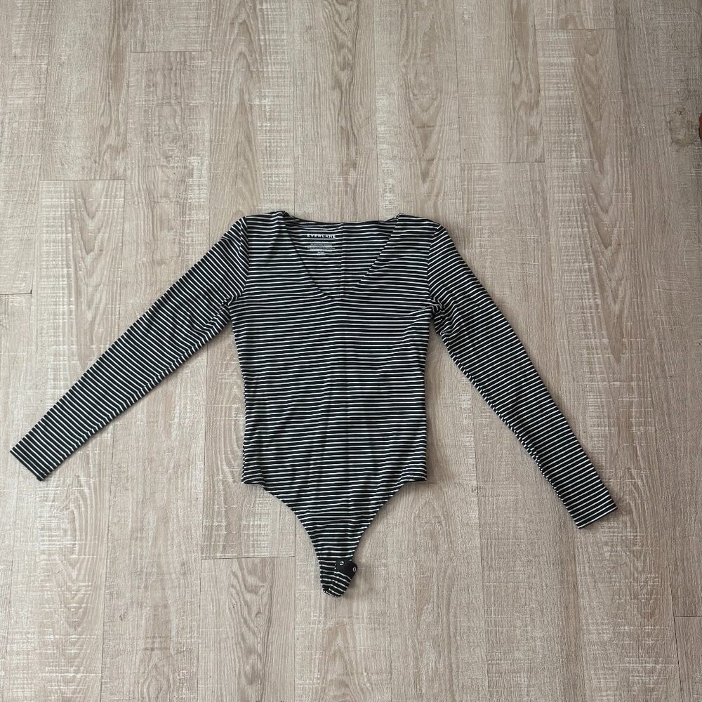 Everlane Navy and White Striped Bodysuit